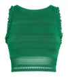 Sandro Decorative Knit Crop Top In Green