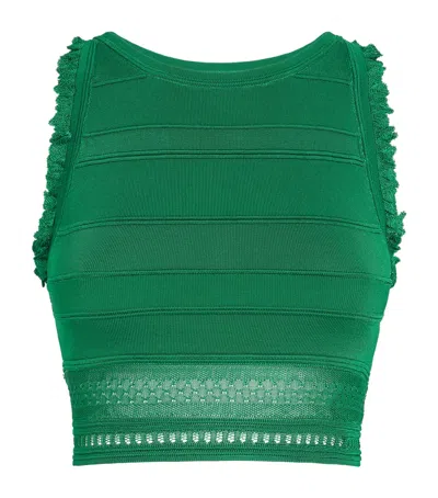 Sandro Decorative Knit Crop Top In Green