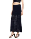 Sandro Decorative Knit Maxi Skirt In Black