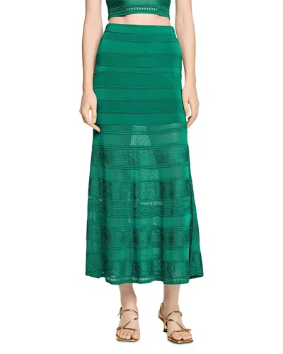SANDRO DECORATIVE KNIT MAXI SKIRT