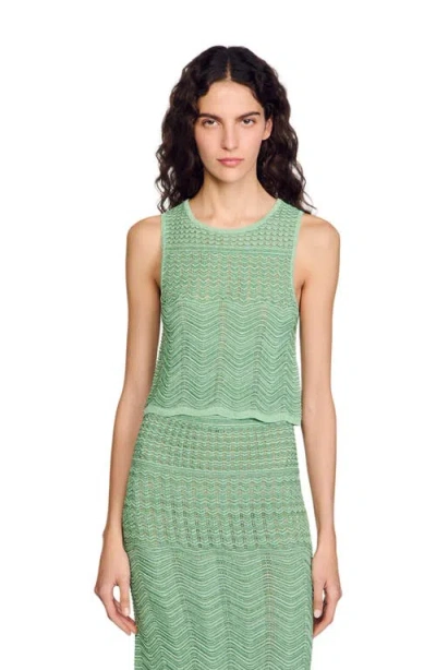 Sandro Decorative Knit Top In Mint