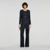 Sandro Decorative Tweed Jacket In Blue