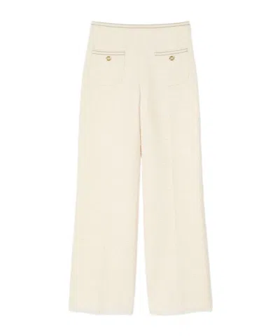 Sandro Decorative Tweed Pants In Ecru/pink