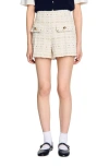 Sandro Decorative Tweed Shorts In White