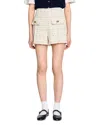 Sandro Decorative Tweed Shorts In Ecru/lurex
