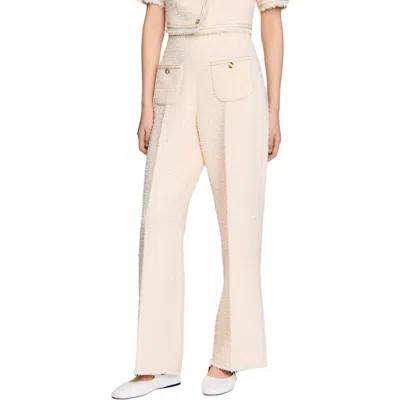 Sandro Decorative Tweed Trousers In Brown