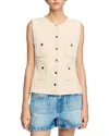 Sandro Decorative Tweed Waistcoat In Ecru