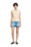 Sandro Decorative Tweed Waistcoat In Ecru