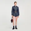Sandro Denim Belt Loop Shorts In Blue