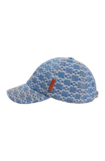 Sandro Denim Cap With Cross Motif In Pink