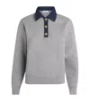 Sandro Womens Grey Denim Button-down Polo-collar Knitted Jumper In Gray