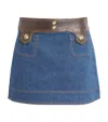 Sandro Denim Contrast-trim Skirt In Blue