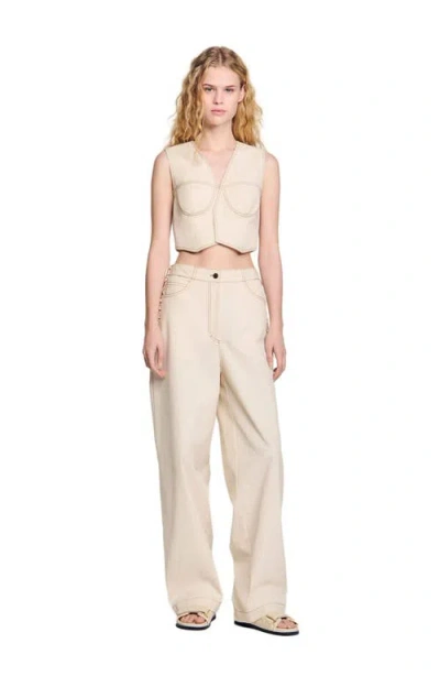 SANDRO SANDRO DENIM CROPPED JACKET