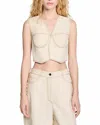 Sandro Denim Cropped Jacket In Sand
