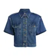Sandro Denim Cropped Shirt In Blue
