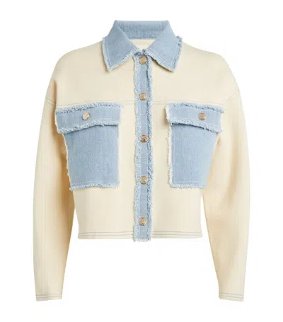 Sandro Zweifarbige Jeansjacke In Nude