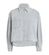 Sandro Denim Embellished Cropped Shirt In Gold
