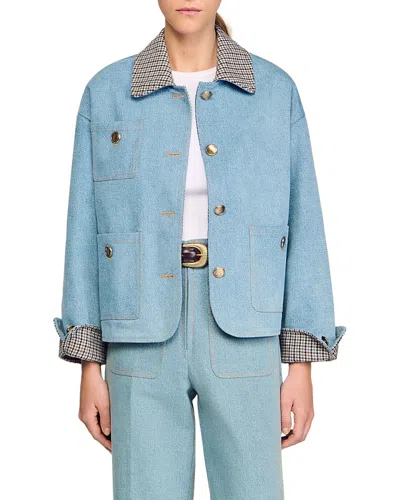 SANDRO DENIM JACKET FRONT BUTTON