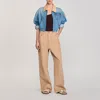 Sandro Denim Jacket With Studs In Brown