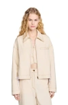 Sandro Lace-up Denim Jacket In Sand
