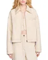Sandro Lace-up Denim Jacket In Sand