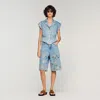 Sandro Denim Top In Blue