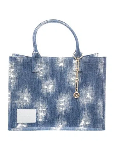 Pre-owned Sandro Denim Top Handle Bag W/ Tags In Blue