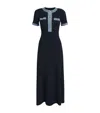 Sandro Knit And Denim Midi Dress In Blue
