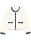 Sandro Cardigan With Denim Details In White