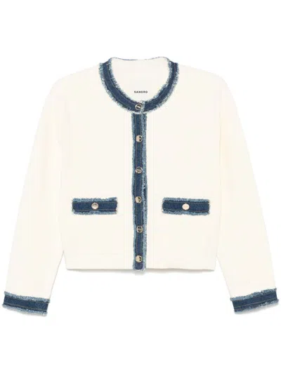 SANDRO DENIM-TRIM JACKET