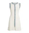 Sandro Womens Ruffle-hem Contrast-trim Stretch-knit Mini Dress Naturels In Beige