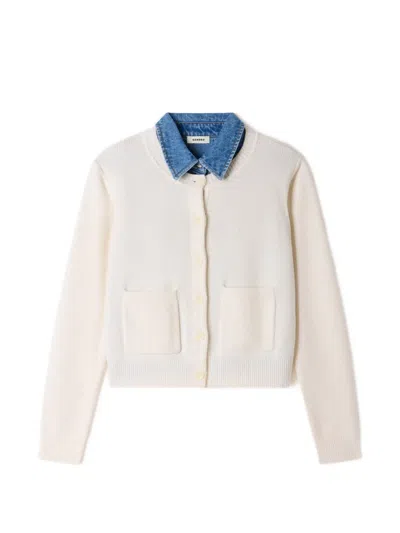 Sandro Denim-collar Cardigan In Neutral