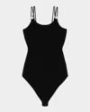 Sandro Jewellery-detail Knitted Bodysuit In Black