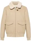 Sandro Detachable-collar Aviator Jacket In Ficelle