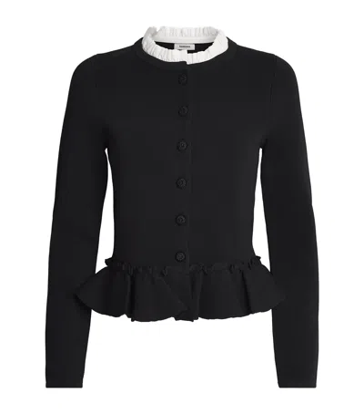 Sandro Detachable-collar Peplum Cardigan In Black