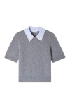 Sandro Detachable Collar Wool Sweater In Gray