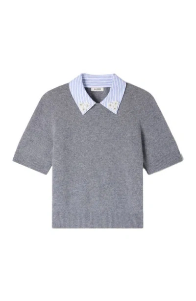 Sandro Detachable Collar Wool Sweater In Gray
