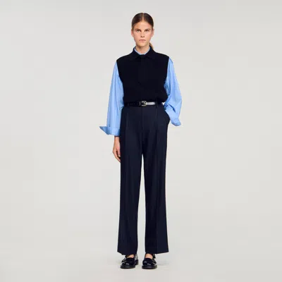 Sandro Detachable Tie-neck Sweater In Blue
