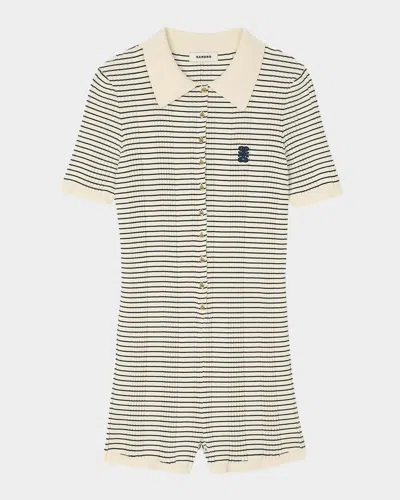 Sandro Dhadee Striped Playsuit In Ecru