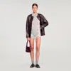 Sandro Diamond-pattern Knit Shorts In Gray
