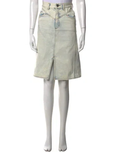 Pre-owned Sandro Distressed Accents Midi Length Skirt In Blue