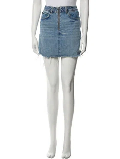 Pre-owned Sandro Distressed Accents Mini Skirt In Blue