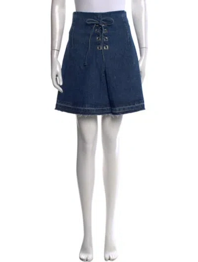 Pre-owned Sandro Distressed Accents Mini Skirt In Blue