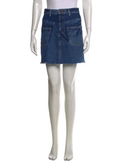 Pre-owned Sandro Distressed Accents Mini Skirt In Blue