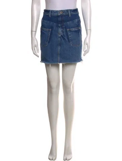 Pre-owned Sandro Distressed Accents Mini Skirt In Blue