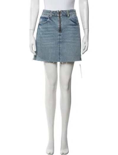 Pre-owned Sandro Distressed Accents Mini Skirt In Blue