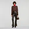 Sandro Distressed Leather Trousers In Multi