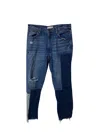 Sandro Distressed Patchwork Jeans In Blue Cotton In Blue