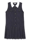 Sandro Pinstripe Mini Dress In Blue