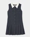 Sandro Pinstripe Mini Dress In Navy / Ecru
